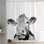 cow photo black and white shower curtain 0