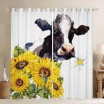 cows wild flower sunflower painting window curtain happy farm life cattle blackout window curtains 100 polyester 41 7 107 9 0