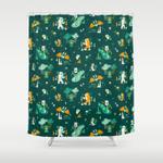 cryptid cuties bigfoot yeti jackalope mothman ghost loch ness monster shower curtain 0