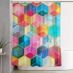 crystal bohemian honeycomb cubes colorful hexagon pattern shower curtain 0
