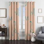 curves line green pattern window curtain 0