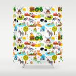 cute barnyard farm animals pattern shower curtain 0