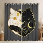 cute hugging cats blackout curtain cat couple curtains sun and moon cat curtains cute decoration for home blackout window curtains 100 polyester 41 7 107 9 0