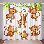 cute monkey blackout curtain monkey curtain cartoon monkey curtain cute decoration for kids blackout window curtains 100 polyester 41 7 107 9 0