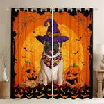 cute pug dog witch halloween pumpkin background pug mom gift blackout window curtains 100 polyester 41 7 107 9 0
