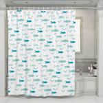 cute whale ocean blue shower curtains 0