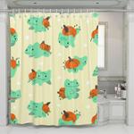 cyan species herbivora pokemon shower curtains 0