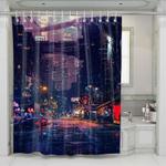 cyberpunk futuristic city shower curtains 0