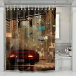 cyberpunk style city shower curtains 0