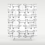 dachshund in black white shower curtain 0