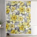 daffodil daze yellow grey daffodil illustration pattern shower curtain 0