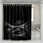 dark oakley logo brand monochrome shower curtains 0
