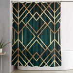 dark teal geo shower curtain 0