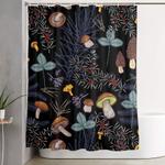 dark wild forest mushrooms shower curtain 0