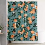 dear clementine oranges teal by crystal walen shower curtain 0