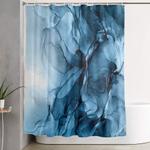 deep blue flowing water abstract painting shower curtain 0