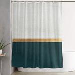 deep green gold and white color block shower curtain 0