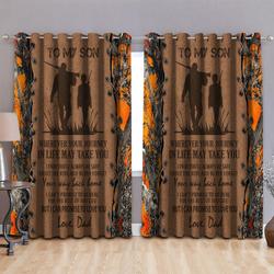 Deer Hunting Dad To My Son Whenever Your Journey In Life May Take You Window Blackout Curtains For Home Decor
