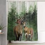 deers in the forest shower curtain 0