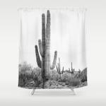desert cactus bw shower curtain 0