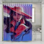 detail painting carmen sandiego shower curtains 0
