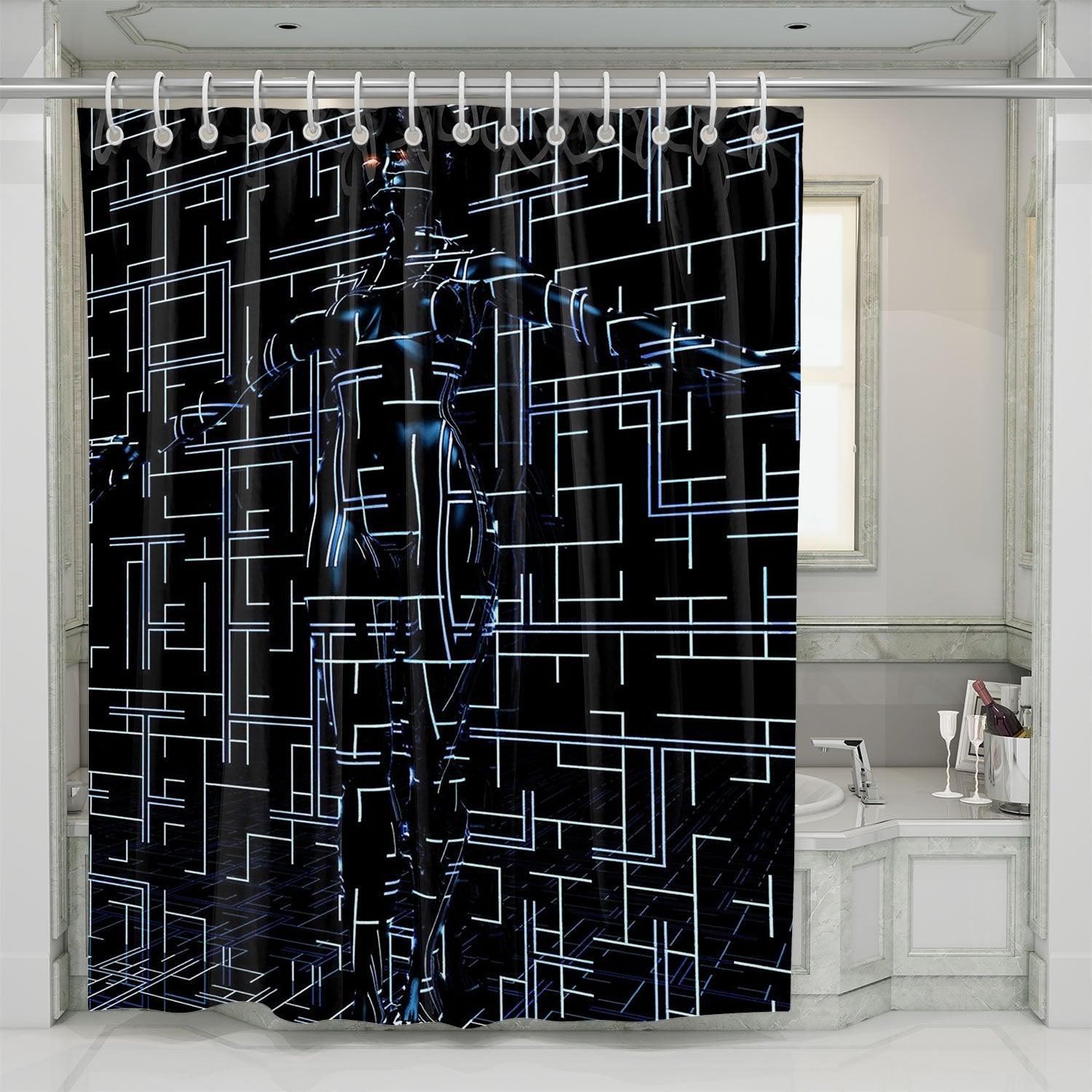 Digital Blasphemy Cyberpunk Shower Curtain Set For Bathroom Decor Gift For Friends digital blasphemy cyberpunk shower curtains 0
