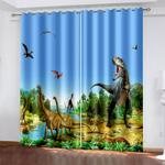 dinosaur curtains blackout window treatments drapes room decoration 0