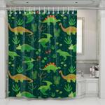 dinosaurs and forest green shower curtains 0