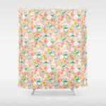 dinosaurs unicorns in pink teal shower curtain 0