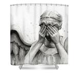 doctor who weeping angel dont blink shower curtain 0