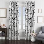 dog and cat doodle pattern window curtain 0