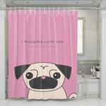 dog i pugging love you shower curtains 0