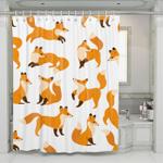dog orange very cute poses shower curtains 0
