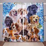 dogs blackout curtain dog lovers window curtains blue flower watercolor curtains dog lover home decoration blackout window curtains 100 polyester 41 7 107 9 0