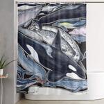 dolphin orca beluga narwhal cie shower curtain 0