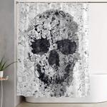 doodle skull bw shower curtain 0