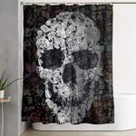 doodle skull shower curtain 0
