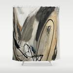 drift 5 a neutral abstract mixed media piece in black white gray brown shower curtain 0