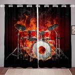 drum flaming blackout curtain music fire window curtain music band curtain gift for music soul home decor blackout window curtains 100 polyester 41 7 107 9 0