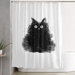 duster black cat drawing shower curtain 0
