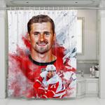 dylan larkin splattered color shower curtains 0