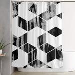 elegant black and white geometric design shower curtain 0