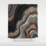 elegant black marble with gold and copper veins shower curtain 0