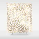 elegant gold white leopard cheetah animal print shower curtain 0