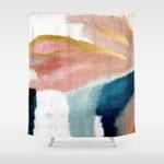 exhale a pretty minimal acrylic piece in pinks blues and gold shower curtain 0