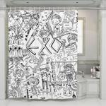 exo doodle member baekhyun chanyeol sehun shower curtains 0