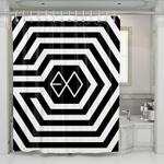 exo hexagon black and white logo shower curtains 0
