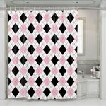 fabric pattern black and pink shower curtains 0