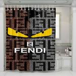 fendi roma brown grey pattern shower curtains 0