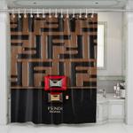 fendi roma brown pattern shower curtains 0